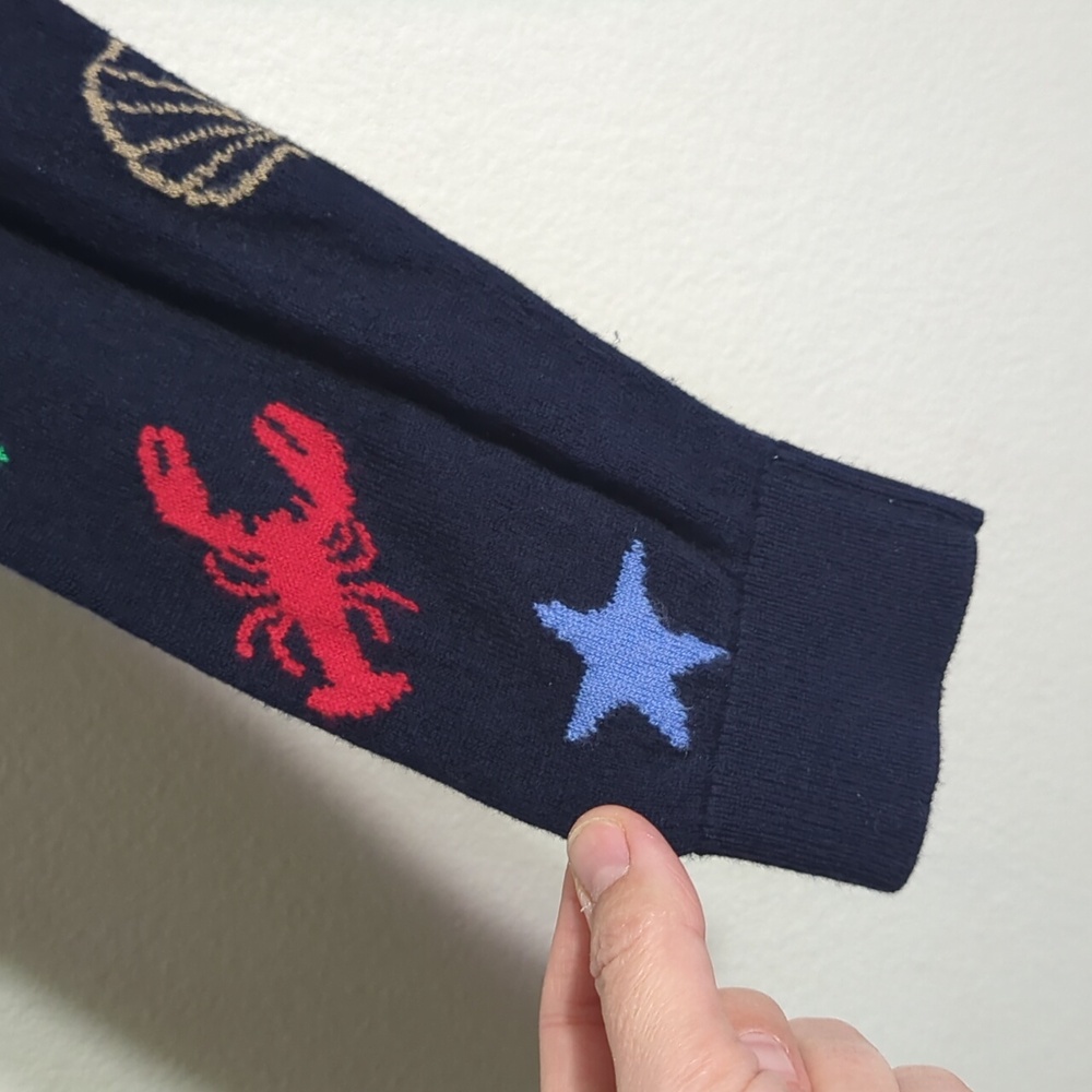 Talbots Womens Sweater By the Sea Nautical Lobster Seahorse Starfish Clam LP - Picture 5 of 8